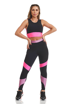 LEGGING NAKAY COMPRESS / PRETO E PINK CAJUBRASIL - comprar online