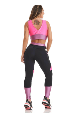 LEGGING NAKAY COMPRESS / PRETO E PINK CAJUBRASIL na internet