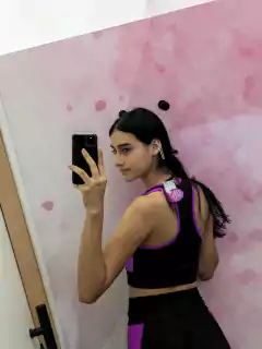 Imagem do CONJUNTO LEGGING FITNESS ALINE PRETO / FUCSIA