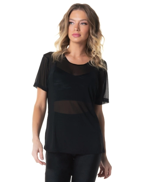 BLUSA MANGA CURTA CYBER - 028054 - C0002 - PRETO VESTEM