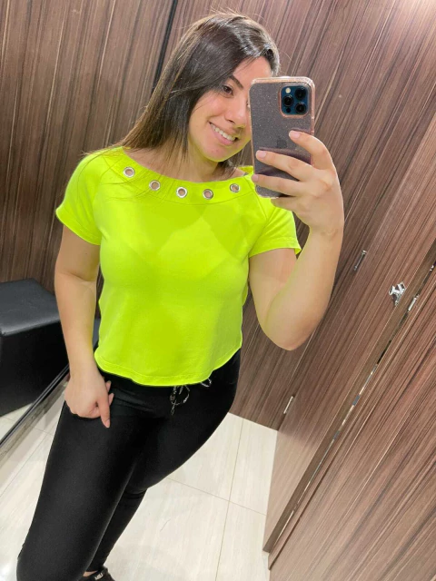 BLUSA MANGA CURTA MOVIE AMARELO NEON VESTEM