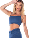 TOP ALÇAS FINAS SOLEIL - 033044 - E1288.V25 - TROPICAL FEATHERS AZUL JEANS - VESTEM