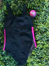 MAIO NATAÇÃO PRETO COM ROSA NEON