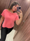BLUSA MANGA CURTA MOVIE CORAL NEON LARANJA ZIG ZAG VESTEM