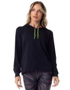BLUSA DRY FIT MANGA LONGA GRAHAM PRETO COM NEON