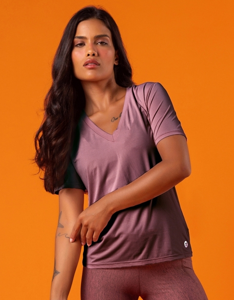 BLUSA DRY FIT MANGA CURTA SHANTI - 023378 - C0281 - ROSA CALLAS VESTEM