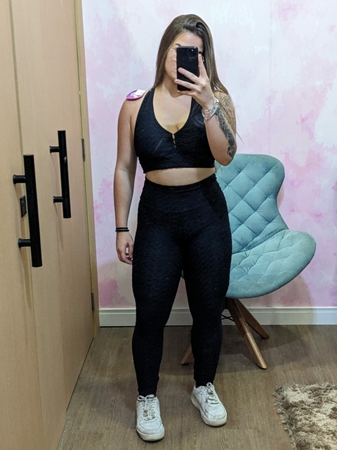 CONJUNTO LEGGING MAIS TOP JACARD 8938 PRETO