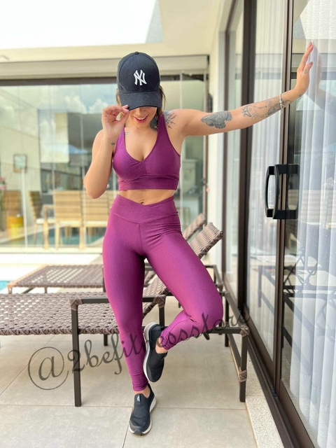 CONJUNTO TOP E LEGGING JACQUARD ZIG ROXO COD 223