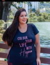 T-SHIRT HAPPINES PRETO PLUS SIZE CAJU BRASIL - comprar online