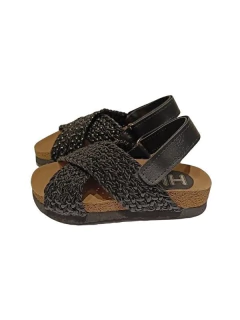 SANDALIA HUILEN FAJA CRUZADA TRENZADA ABROJO 27-36 NEGRO (HURIO/1N)