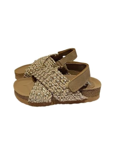 SANDALIA HUILEN FAJA CRUZADA TRENZADA ABROJO 27-36 PLATINO (HURIO/1PL)