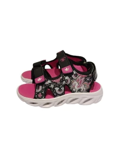 SANDALIA FOOTY L-SUN CON LUZ Y TRES ABROJOS UNICORNIO 26-35 NEGRO (FS1144/1)