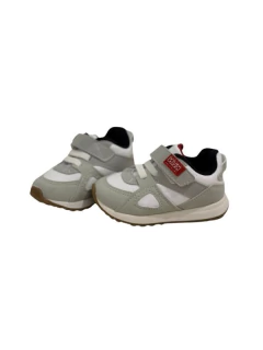 ZAPATILLA KLIN DEPORTIVA ABROJO Y CORDON ELASTIZADO 19-23 GRIS ROJO (KL4531GR)