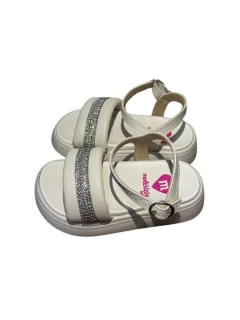 SANDALIA MOLEKINHA FAJA CON PERLAS Y HEBILLA 21-26 BLANCO (MK3113BL) - comprar online