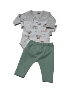 CONJUNTO PICOLO BEBE UNISEX BODY, SACO Y PANTALON ESTAMPA ELEFENTES (PC2677032)
