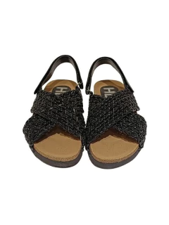 SANDALIA HUILEN FAJA CRUZADA TRENZADA ABROJO 27-36 NEGRO (HURIO/1N) - comprar online