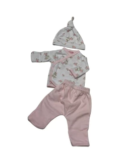 CONJUNTO PICOLO BEBA 3 PIEZAS BATITA, PANTALON Y GORRO ESTAMPA FLORES (PC2677509)