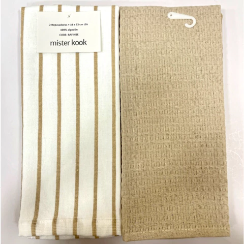Repasador de Cocina Set/2 Rayas Finas Beige - RAFINBE - comprar online