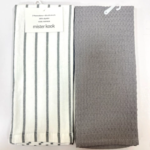 Repasador de Cocina Set/2 Rayas Finas Gris - RAFINGR - comprar online