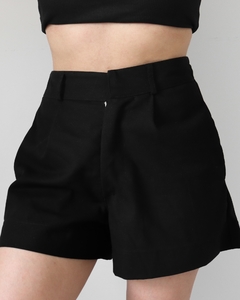 Shorts Alfaiataria Charlotte - Linho Preto - comprar online