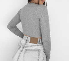 Cropped Basic Manga longa - Cinza Mescla - comprar online