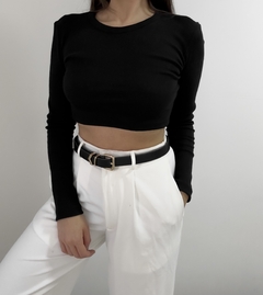 Cropped Basic Manga longa - Preto