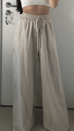 Calça Wide Leg Linho - Areia - comprar online