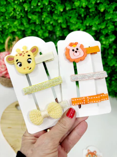 Kit 2 Trios de Hairclips Safari