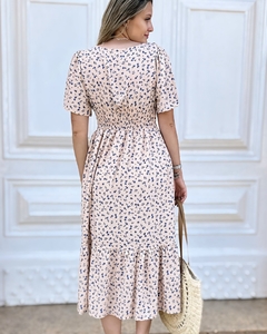 Vestido decote quadrado e manguinha- Liberty - Loja Amaranto - Moda Feminina