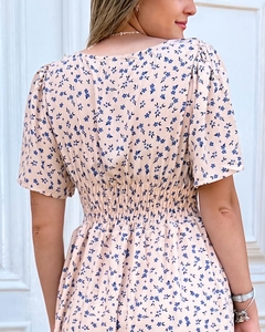 Vestido decote quadrado e manguinha- Liberty - loja online