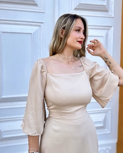 Vestido curto decote quadrado e manga - Rizza