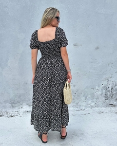 Vestido manguinha bufante e lastex- Liberty