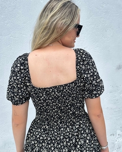 Vestido manguinha bufante e lastex- Liberty - Loja Amaranto - Moda Feminina