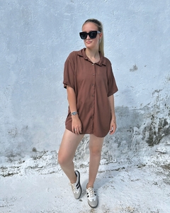 Camisa oversized viscolinho - Atenas - Loja Amaranto - Moda Feminina