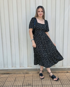 Vestido decote quadrado e manguinha- Liberty - loja online