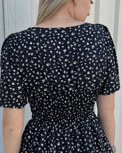 Vestido decote quadrado e manguinha- Liberty - Loja Amaranto - Moda Feminina