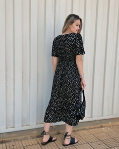 Vestido decote quadrado e manguinha- Liberty