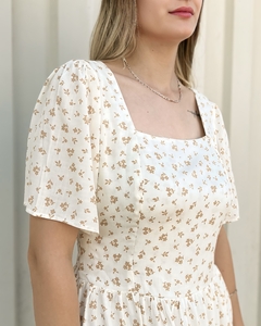 Vestido decote quadrado e manguinha- Liberty - loja online