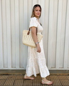 Vestido manguinha bufante e lastex- Liberty - Loja Amaranto - Moda Feminina