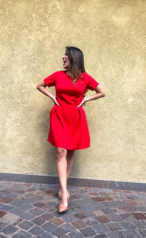 Vestido Angelica con mangas rojo