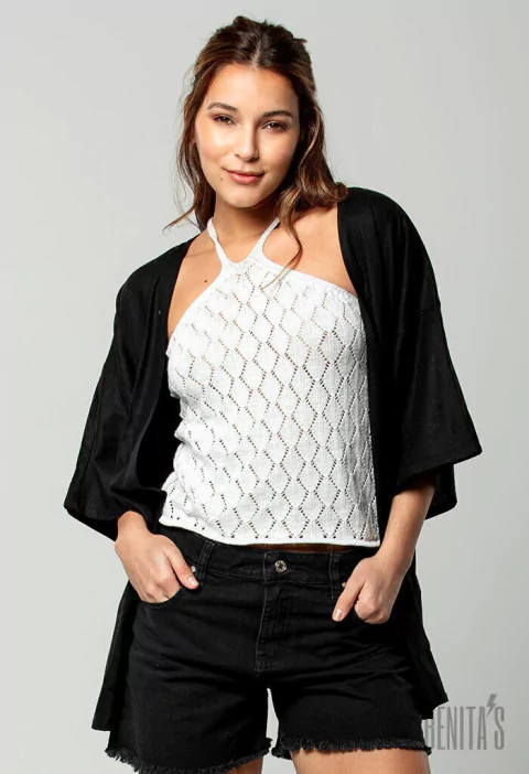 Kimono corto Delfi - negro