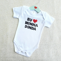Body Manga Curta Eu Amo Minha Dinda