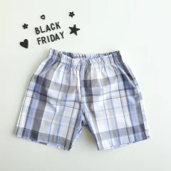 Shorts Xadrez (Cinza/Azul Claro)
