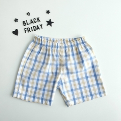 Shorts Xadrez (Bege/Azul)