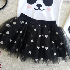 Conjunto Saia Tule Baby Panda (Body) - Picole Baby