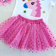 Conjunto Kids Saia Tule Unicórnio (Rosa Poa) na internet