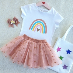 Conjunto Kids Saia Tule Arco-íris (Terracota) - comprar online