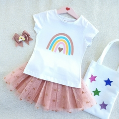 Conjunto Kids Saia Tule Arco-íris (Terracota)