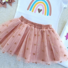Conjunto Kids Saia Tule Arco-íris (Terracota) - loja online