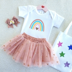 Conjunto Baby Saia Tule Arco-íris (Terracota)